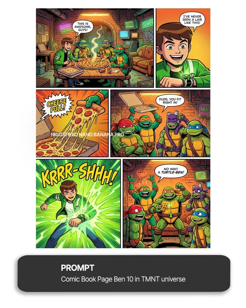Ben 10 meets TMNT full comic page preview