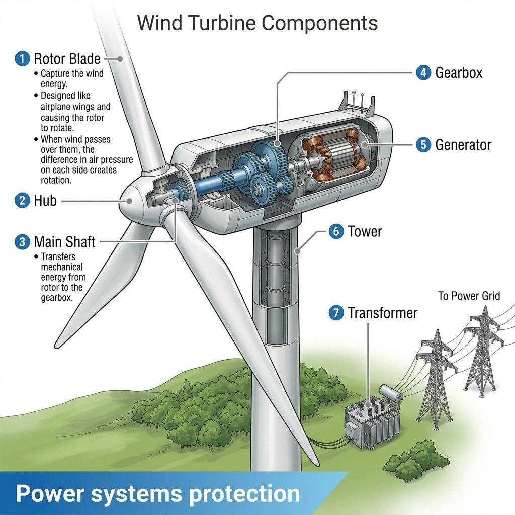 Infographic / Edu Visual - Wind Turbine Technical Schematic reference image