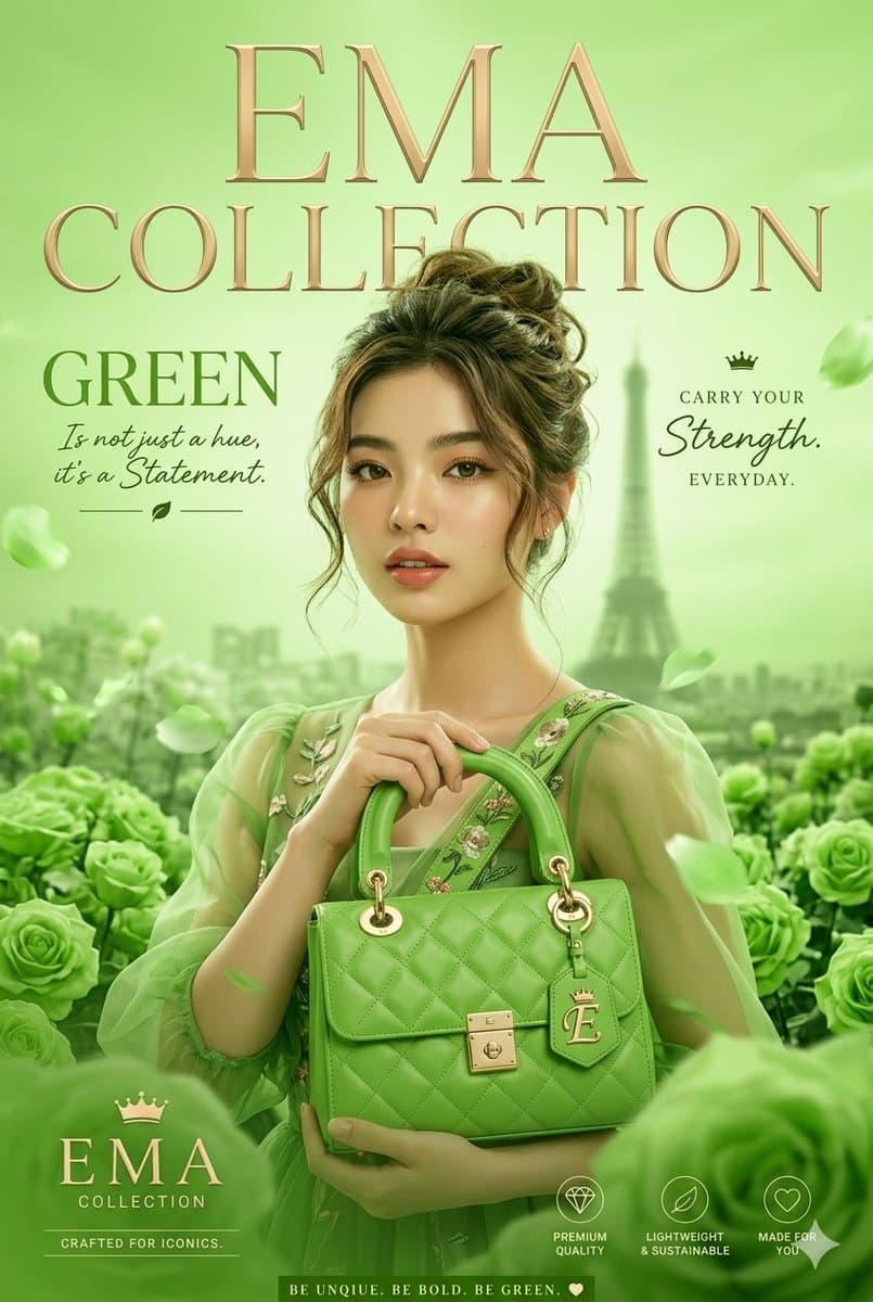 Product Marketing - Green Fashion Advertisement Magazine Cover reference image