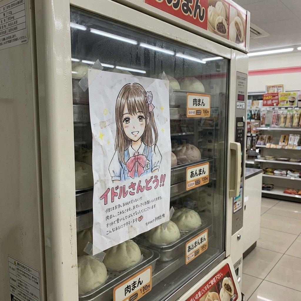 Idol flyer stuck on a steamed bun vending machine preview